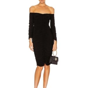 Norma Kamai Off Shoulder Slinky Midi Dress - Perfect Little Black Dress